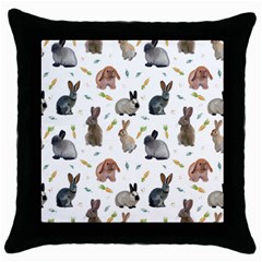 Cute Bunny Throw Pillow Case (black) by SychEva