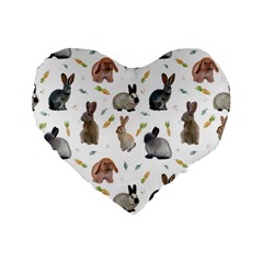 Cute Bunny Standard 16  Premium Flano Heart Shape Cushions by SychEva