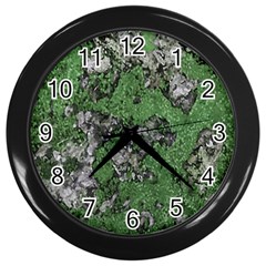 Modern Camo Grunge Print Wall Clock (Black)