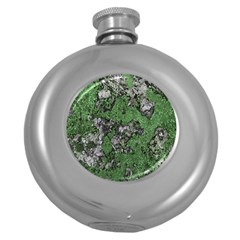 Modern Camo Grunge Print Round Hip Flask (5 oz)