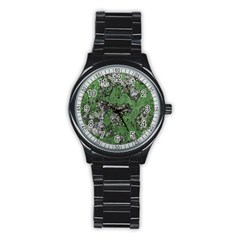 Modern Camo Grunge Print Stainless Steel Round Watch