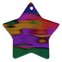 Puzzle Landscape In Beautiful Jigsaw Colors Ornament (star) by pepitasart