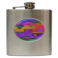Puzzle Landscape In Beautiful Jigsaw Colors Hip Flask (6 Oz) by pepitasart