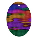 Puzzle Landscape In Beautiful Jigsaw Colors Oval Ornament (Two Sides) Back