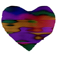 Puzzle Landscape In Beautiful Jigsaw Colors Large 19  Premium Flano Heart Shape Cushions by pepitasart
