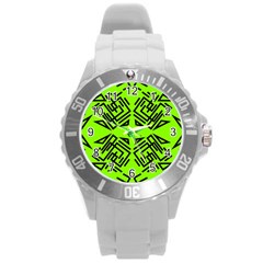 Abstract Pattern Geometric Backgrounds   Round Plastic Sport Watch (l) by Eskimos