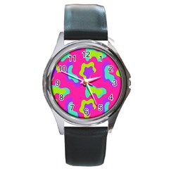 Abstract Pattern Geometric Backgrounds   Round Metal Watch by Eskimos