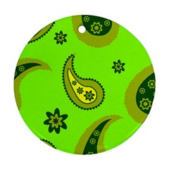 Floral Pattern Paisley Style Paisley Print  Doodle Background Round Ornament (two Sides) by Eskimos