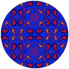 Floral Pattern Paisley Style  Wooden Puzzle Round by Eskimos