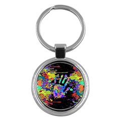 Crazy Multicolored Each Other Running Splashes Hand 1 Key Chain (round) by EDDArt