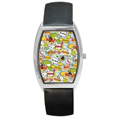 Comic Pow Bamm Boom Poof Wtf Pattern 1 Barrel Style Metal Watch by EDDArt