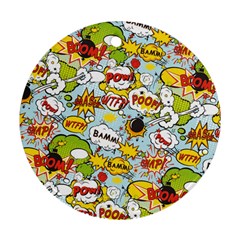 Comic Pow Bamm Boom Poof Wtf Pattern 1 Round Ornament (two Sides) by EDDArt