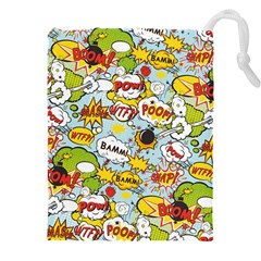 Comic Pow Bamm Boom Poof Wtf Pattern 1 Drawstring Pouch (4xl) by EDDArt