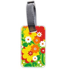 Flower Power Wallpaper Green Yellow Orange Red Luggage Tag (two Sides) by EDDArt