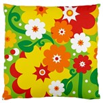 Flower Power Wallpaper Green Yellow Orange Red Large Cushion Case (One Side) Front