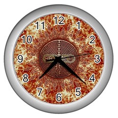 Chartres Double Infinity Antique Mandala Wall Clock (silver) by EDDArt