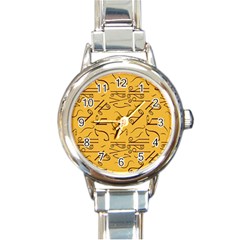Abstract pattern geometric backgrounds   Round Italian Charm Watch