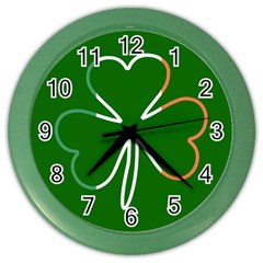 Shamrock Irish Clover St Patrick Color Wall Clock by yoursparklingshop