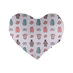 Pattern With Clothes For Newborns Standard 16  Premium Flano Heart Shape Cushions by SychEva