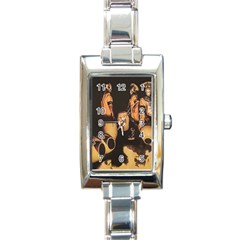 Candombe Drummers Warming Drums Rectangle Italian Charm Watch by dflcprintsclothing