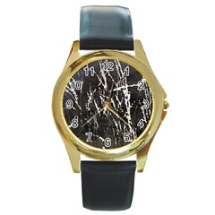 Abstract Light Games 1 Round Gold Metal Watch by DimitriosArt