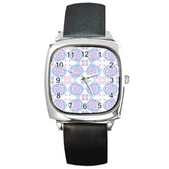 Abstract Pattern Geometric Backgrounds   Square Metal Watch by Eskimos