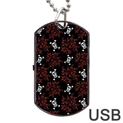 Red Skulls Dog Tag Usb Flash (two Sides) by Sparkle