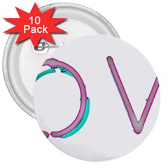 Pop Art Neon Love Sign 3  Buttons (10 Pack)  by essentialimage365
