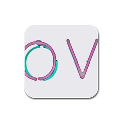 Pop Art Neon Love Sign Rubber Square Coaster (4 Pack) by essentialimage365