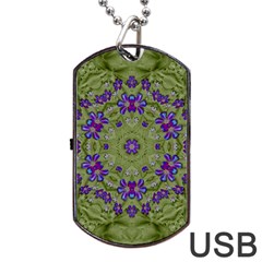 Retro And Tropical Paradise Artwork Dog Tag Usb Flash (one Side) by pepitasart