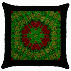 Peacock Lace So Tropical Throw Pillow Case (black) by pepitasart