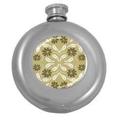 Folk Flowers Print Floral Pattern Ethnic Art Round Hip Flask (5 Oz) by Eskimos