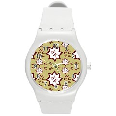 Abstract Pattern Geometric Backgrounds   Round Plastic Sport Watch (m) by Eskimos