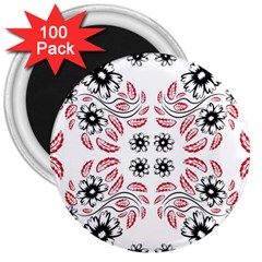 Folk Flowers Print Floral Pattern Ethnic Art 3  Magnets (100 Pack) by Eskimos