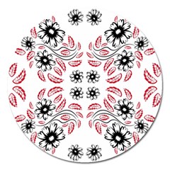 Folk Flowers Print Floral Pattern Ethnic Art Magnet 5  (round) by Eskimos