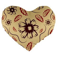 Folk Flowers Print Floral Pattern Ethnic Art Large 19  Premium Flano Heart Shape Cushions by Eskimos