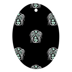 Tibal Mask Motif Drawing Pattern Oval Ornament (two Sides) by dflcprintsclothing