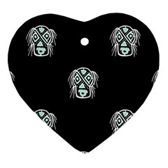 Tibal Mask Motif Drawing Pattern Heart Ornament (two Sides) by dflcprintsclothing