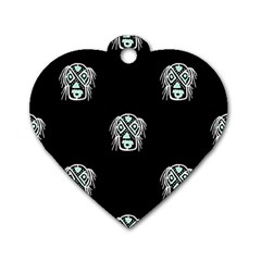 Tibal Mask Motif Drawing Pattern Dog Tag Heart (two Sides) by dflcprintsclothing