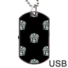 Tibal Mask Motif Drawing Pattern Dog Tag Usb Flash (two Sides) by dflcprintsclothing