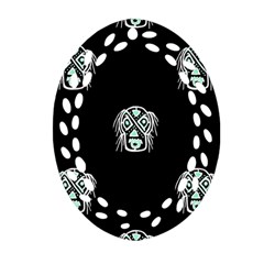 Tibal Mask Motif Drawing Pattern Oval Filigree Ornament (two Sides) by dflcprintsclothing