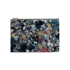 Multicolored Debris Texture Print Cosmetic Bag (medium) by dflcprintsclothing