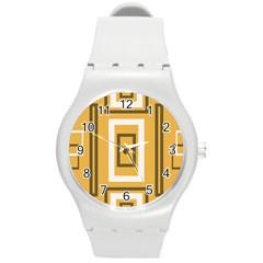 Abstract Pattern Geometric Backgrounds   Round Plastic Sport Watch (m) by Eskimos