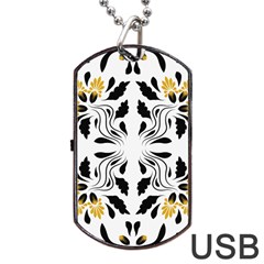 Folk Flowers Print Floral Pattern Ethnic Art Dog Tag Usb Flash (two Sides) by Eskimos