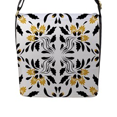 Folk Flowers Print Floral Pattern Ethnic Art Flap Closure Messenger Bag (l) by Eskimos