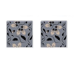 Folk Flowers Print Floral Pattern Ethnic Art Cufflinks (square) by Eskimos