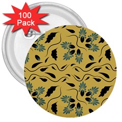 Folk Flowers Print Floral Pattern Ethnic Art 3  Buttons (100 Pack)  by Eskimos