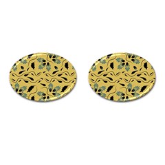 Folk Flowers Print Floral Pattern Ethnic Art Cufflinks (oval) by Eskimos