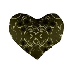 Folk Flowers Print Floral Pattern Ethnic Art Standard 16  Premium Heart Shape Cushions by Eskimos