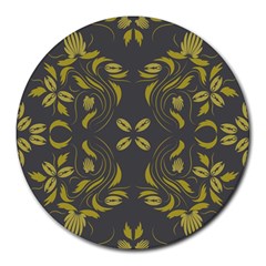 Folk flowers print Floral pattern Ethnic art Round Mousepads